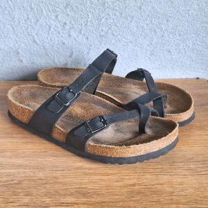 Birkenstock Mayari Vegan Sandals Women’s 7 7.5 EU 38 Black Birko-Flor Birks